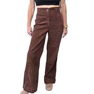Vintage Brown Corduroy High Waist Wide Leg Pants Sweet Stuff LTD 70s